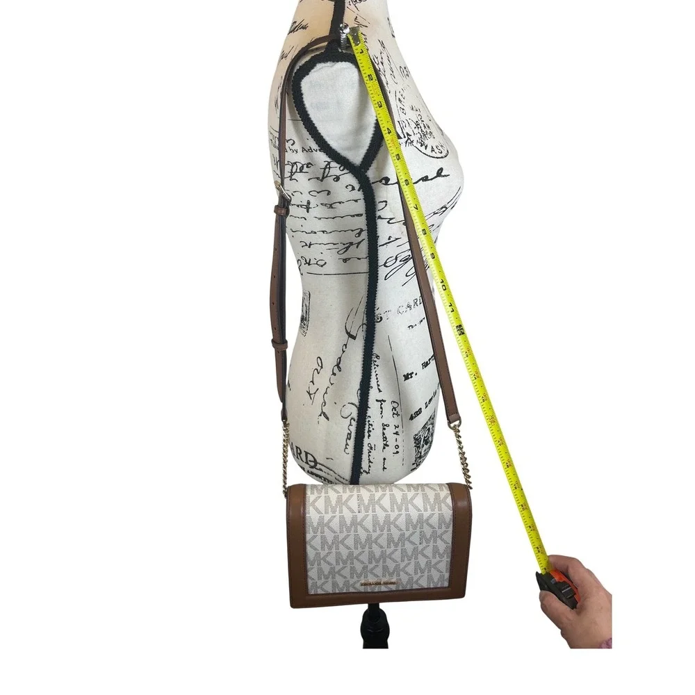 Michael Kors Jet Set Full Flap‎ Chain Crossbody Bag Monogram Oatmeal core